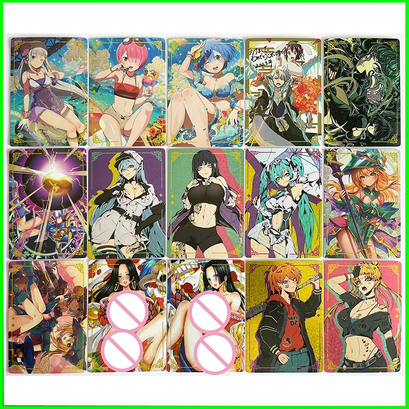 

Цельные коллекционные карты, игры для мальчиков, игрушки, настольные игры, подарки на день рождения, сделай сам, аниме Боа Хэнкок Rem, продвинутые голографические карты