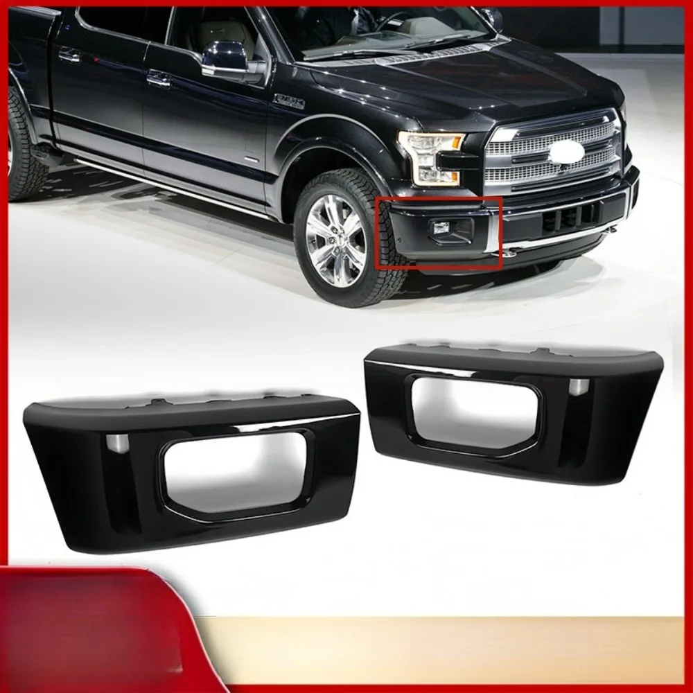 For Ford F-150 F150 2015-2017 Front Bumper End Cap Overlay Cover Gloss Black