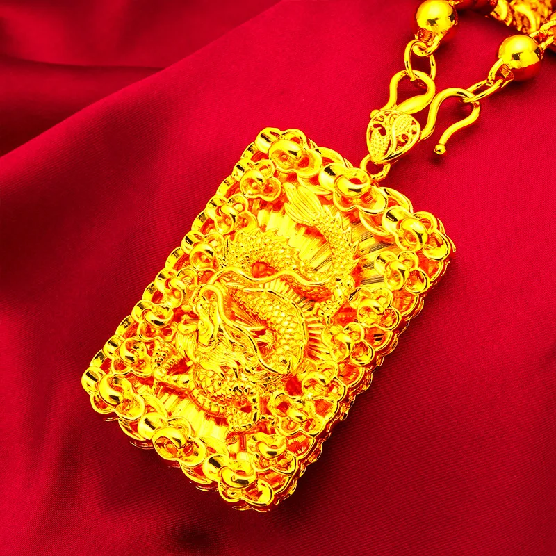 Men's Vietnam Sand Gold Coin Bead Necklace 2026 Dragon Pendant Jewelry For Daily Wear Party Hip Hop Male Trendy Decor Accessorie