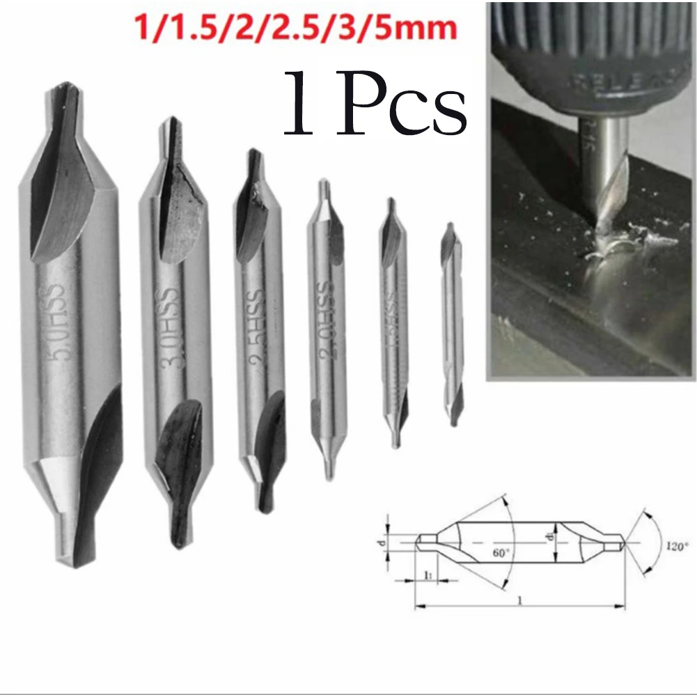 1pc HSS Combined Center Drills 60 Degree Double Ended Countersinks Angle Bit 5/3/2.5/2/1.5/1mm Metal Drill Bit Power Tool