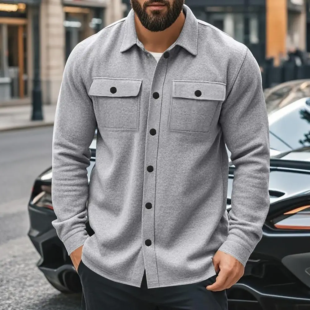 

Spring Men Jacket Casual Men's Lapel Top Single Breasted Solid Color Slim Fit Jacket Spring Autumn Jacket Versatile Outerwear