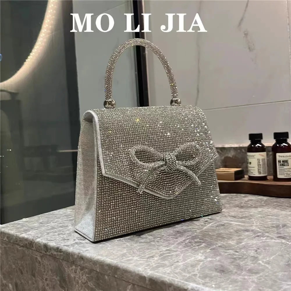 Borsa quadrata glitterata di design di lusso Borsa da sera con diamanti lucidi Borsa da donna Borsa a tracolla con pochette per festa di nozze