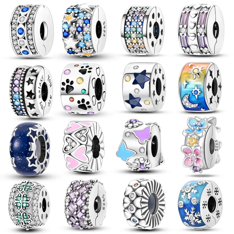 100 % 925 Sterling Silber funkelnde Stern Schmetterling Spacer Charms für Pan Original Armband DIY Schmuck machen Geburtstagsgeschenk