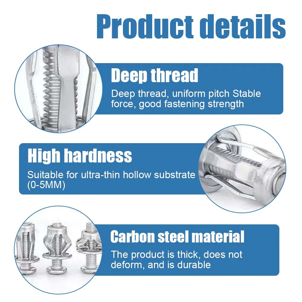 M4 M5 M6 البتلة شكل جوزة برْشام مسمار مزلاج عدة توسيع المعادن برشام لوحة لوحة ترخيص المشبك قفل جاك المكسرات 20 قطعة #4