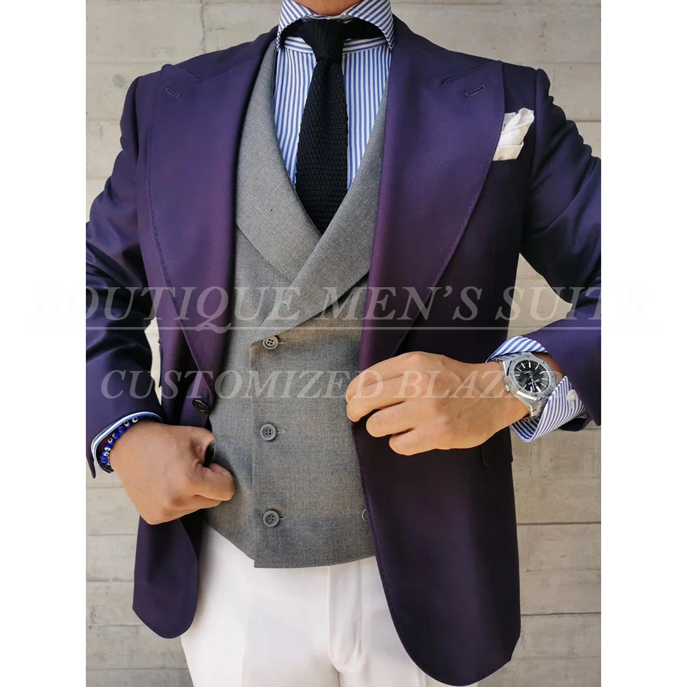 

Bespoke Men's Suits Formal Gentlemen 3 Piece Jacket Pants Vest Customzied High Quality Single Breasted Male Clothing Costume