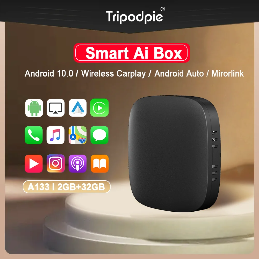 

Tripodpie Carplay Ai Box беспроводной Carplay Android автомобильный беспроводной адаптер 4 дюйма Android 10 для Volvo Kia Chery Havel Toyota Mg VW