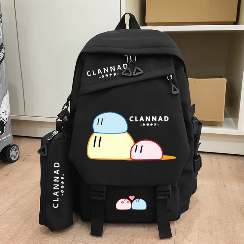 

30×43×14cm Black Blue, Clannad, Student Kids Teens School Bags, Large Capacity Mochilas Anime Backpacks For Girls Boys Gift