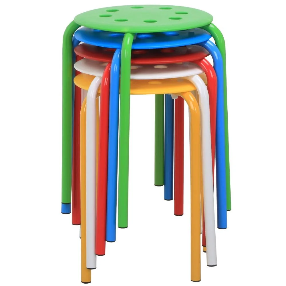 

17.3in Plastic Stackable Stools, Portable Colorful Stack Nesting Stools, Decoration Round Chairs, Flexible Seating Pack of 5