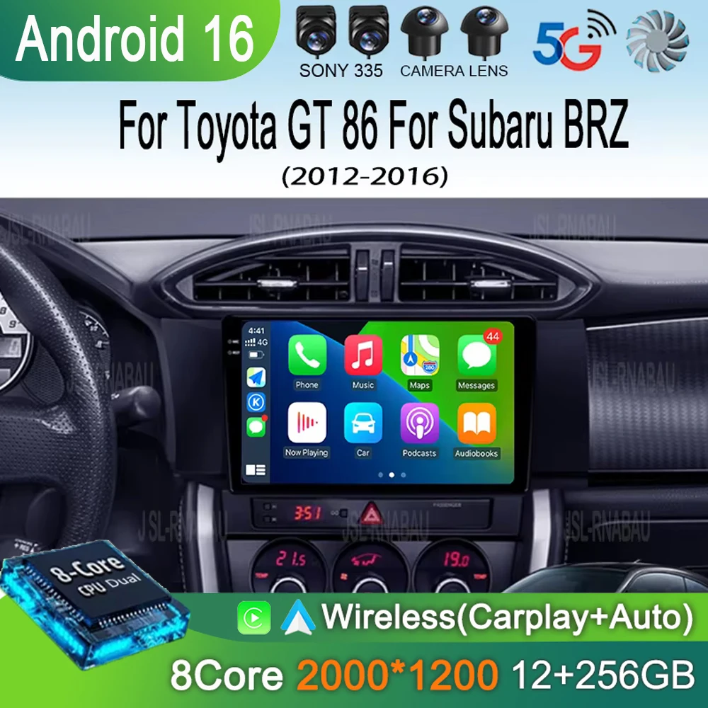 

Car Radio Android 16 Carplay For Toyota GT 86 For Subaru BRZ 2012 - 2016 Navigation GPS Multimedia Player stereo wifi+4G BT DSP