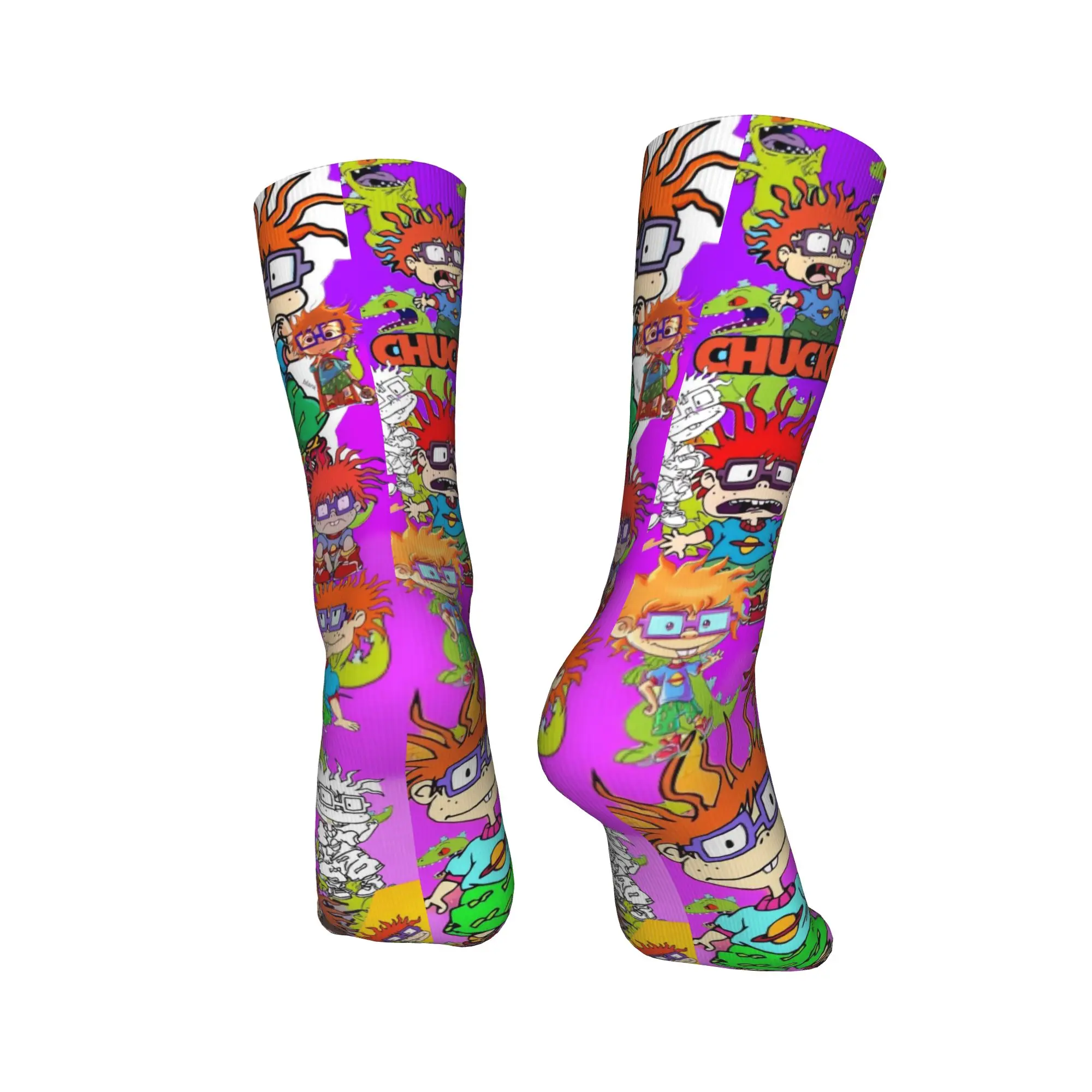 الكرتون Rugrats أنيمي طباعة الجوارب المضادة للانزلاق جوارب النساء الرجال الدافئة لينة تشغيل جوارب رياضية الخريف الرجعية تصميم الجوارب