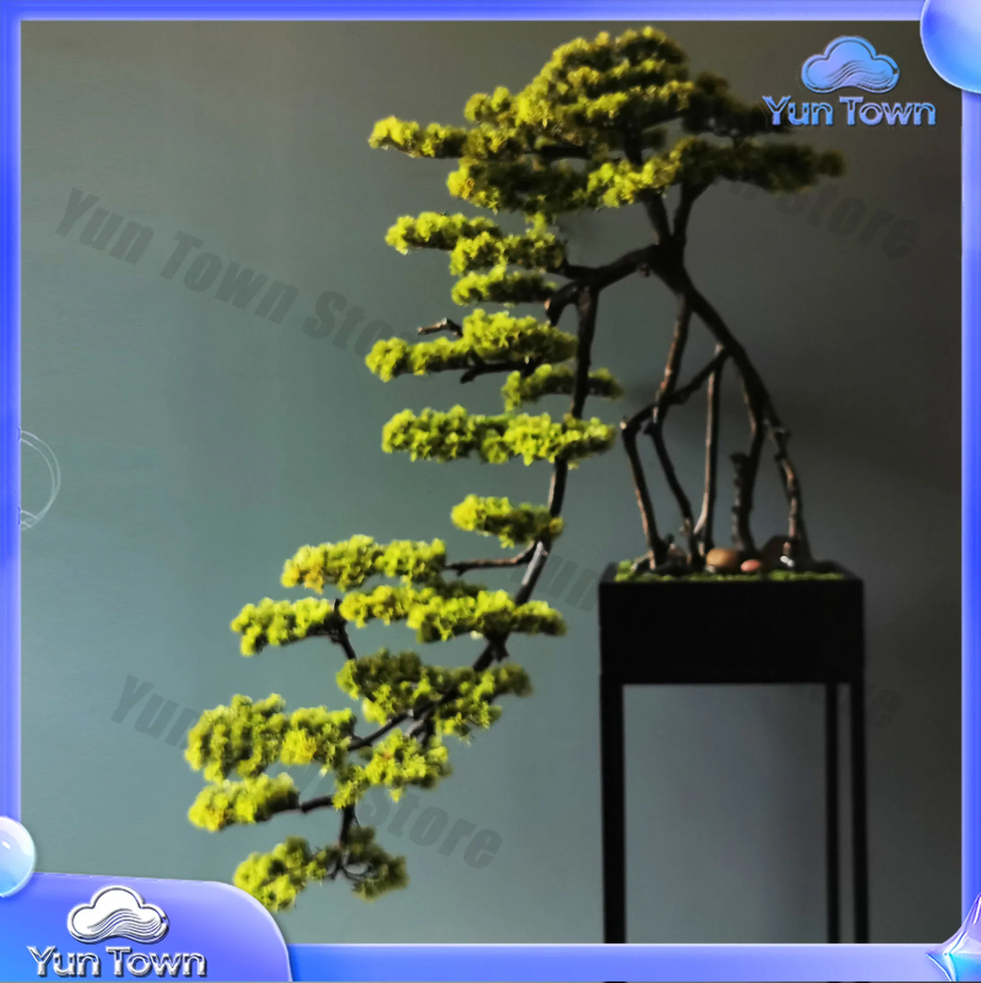 New Chinese-style simulated welcome pine bonsai floor ornament, creative soft decoration for hotel clubhouse villa model room