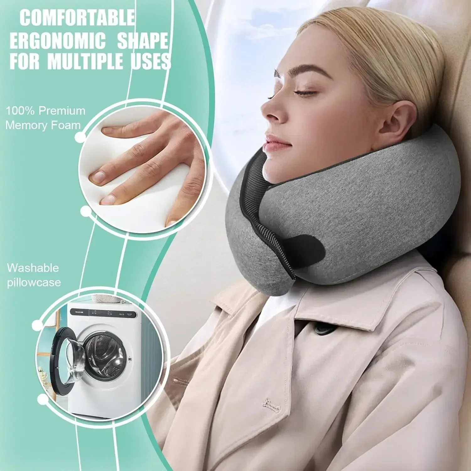 Travel Neck Support Portable Adjustable Soft Noon Break Sleep Pillows Memory Foam U-shaped Pillow Snail Style