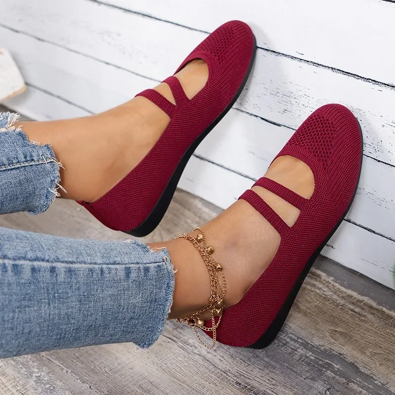 

Women's Shoes 2025 Hot Sale Elastic Band Women's Flats Fashion Mesh Casual Flats Women New Round Toe Plus Size Flat Low Heels