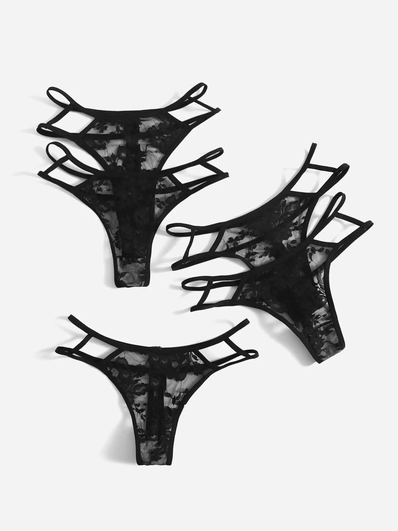 Five Black Lace Thongs For Women\'s Sexy and Charming Transparent Underwear Invisible Thongs Can Be Paired With Lingerie C972