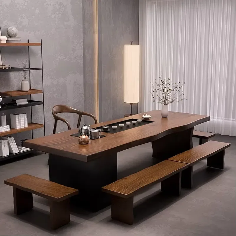 for Solid Wood Coffee Table with Built-in Kettle Multi-functional Modern Simple Design for Living Room and Office Use