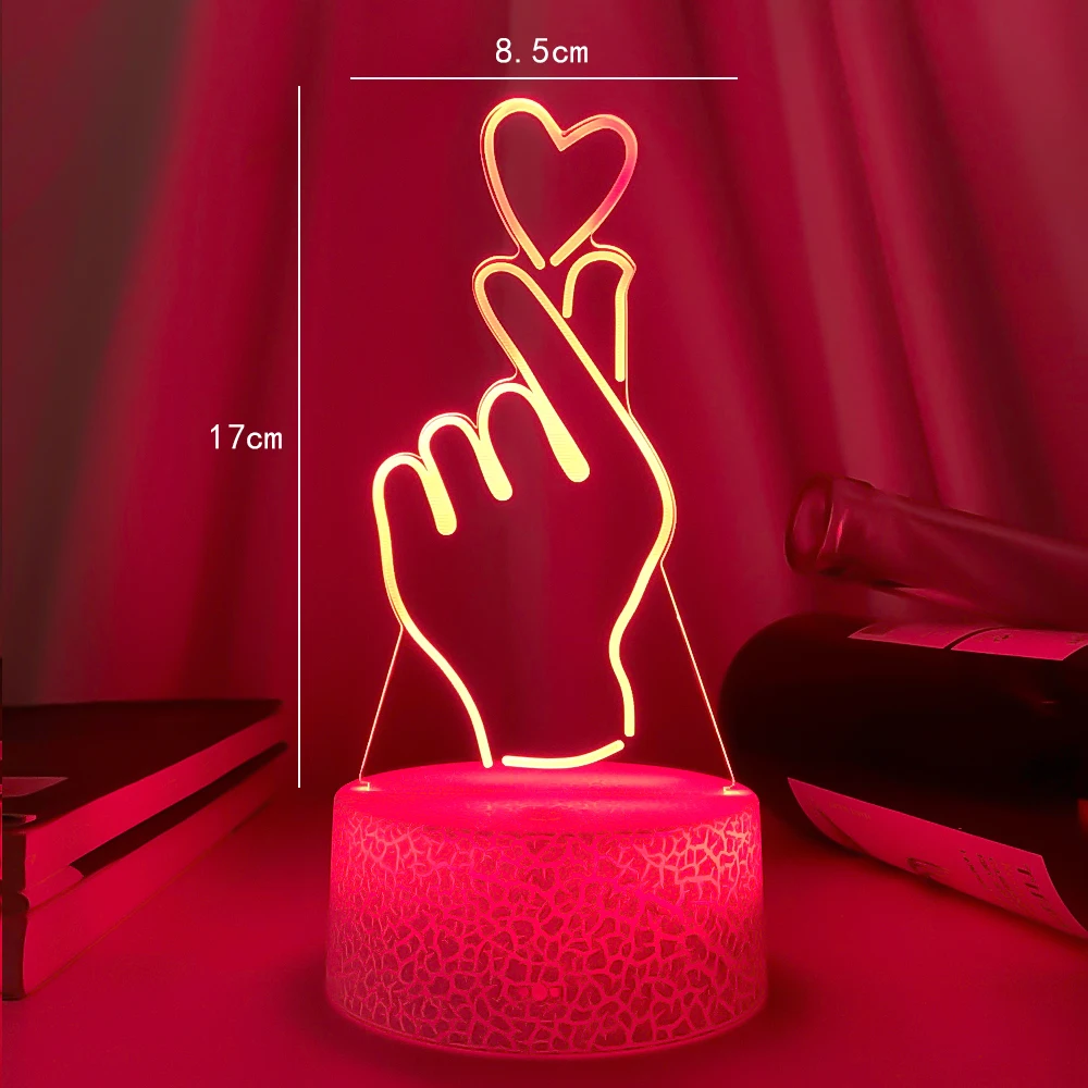 Newest Kid Light Night 3D LED Night Light Creative Table Bedside Lamp Romantic than heart light Kids Gril Home Decoration Gift