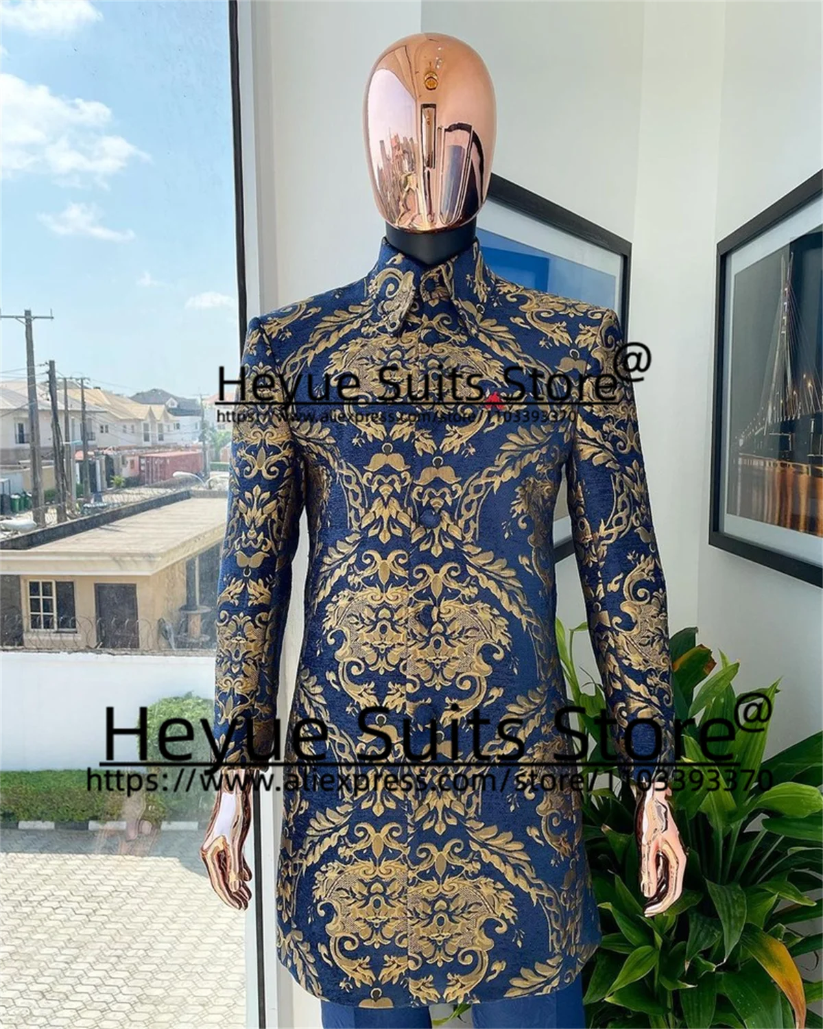 African Style Luxuly Wedding Suits For Men Tailor Made Long Groom Prom Tuxedos 2 Pieces Sets Elegant Male Blazers Costume Homme