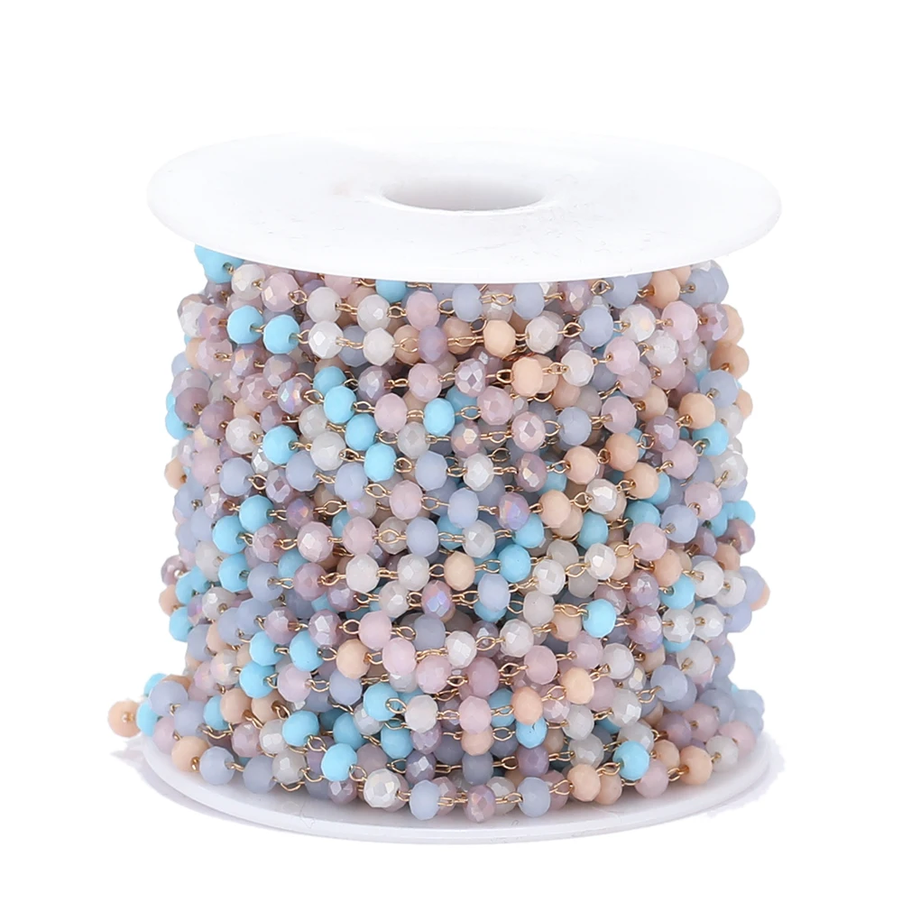 1 Meter Stainless Steel Colorful Glass Beads Chains DIY Jewelry Making Necklace Findings Bracelets Accessories Anklet Supplies