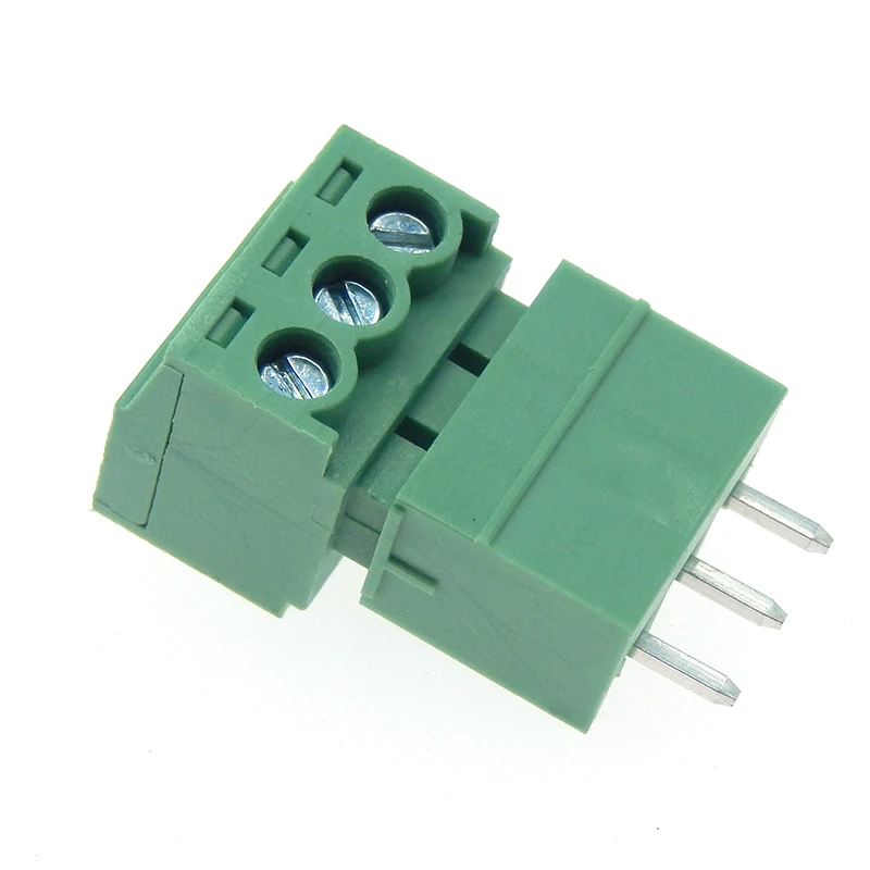 5SETS 15EDG 3-pin 3.81mm pitch right Angle Screw Terminal Block Connector 3.81 3-pin plug + straight pin socket for PCBS