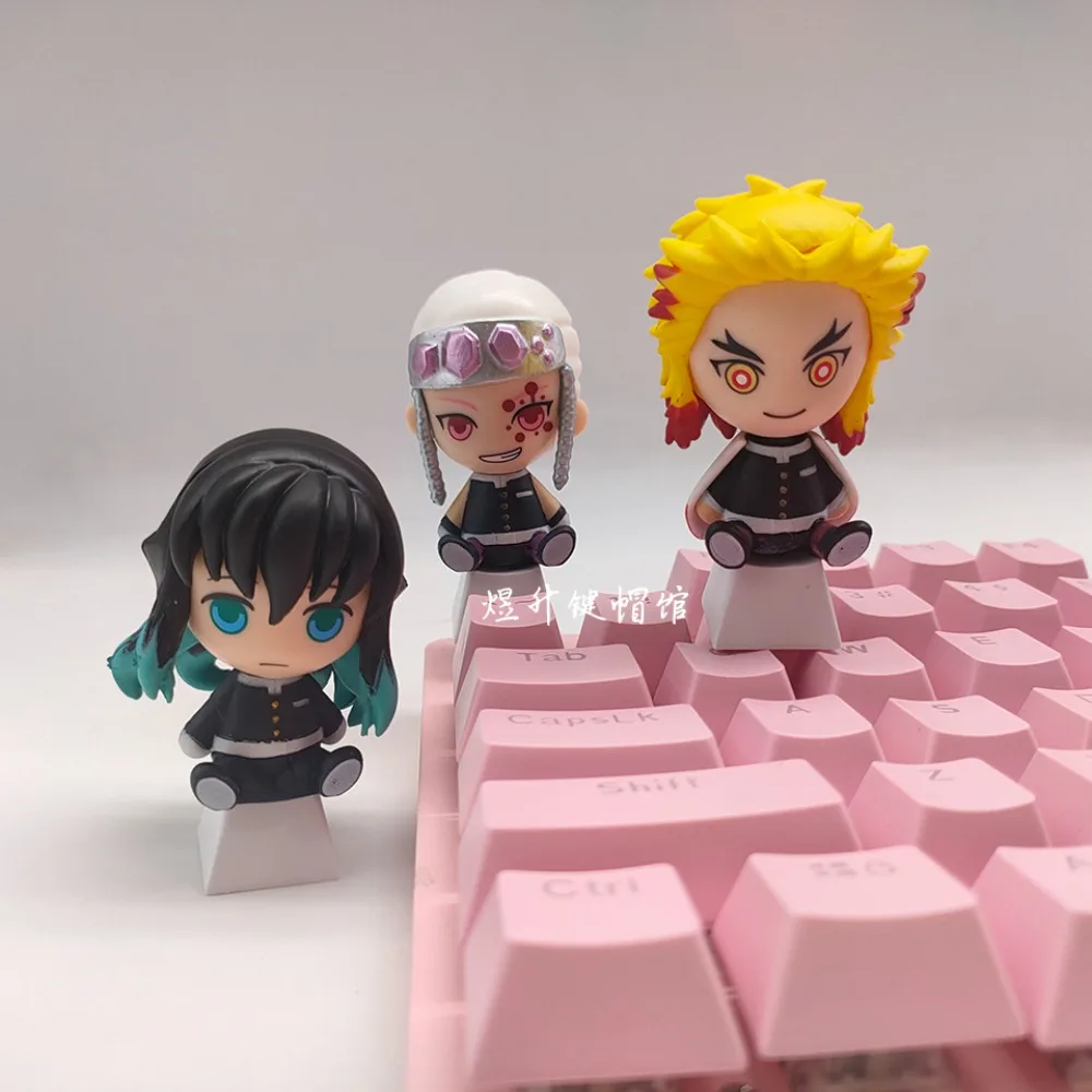

New anime peripheral demon keycap mechanical keyboard decoration Rengoku Kyoujurou Kanroji Mitsuri Kimetsu No Yaiba keycap gift