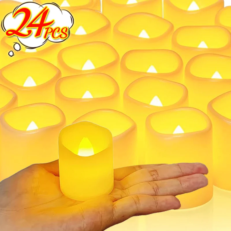 1/24PCS LED Electronic Candles Flameless Creative Wave Wishing Tealight DIY Christmas Wedding Birthday Party Decor Candle Lights