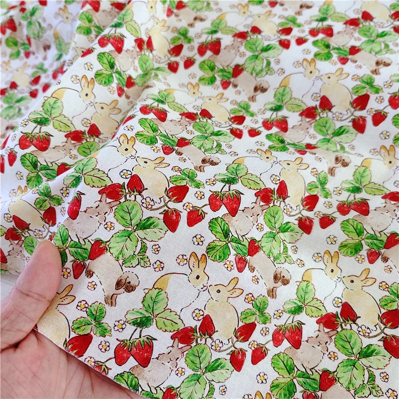 100 Cotton Rabbit Printed Fabric By Meters Cloth for Baby Clothing Home Background DIY Sewing Bunny Fabrics with Cute Cartoon