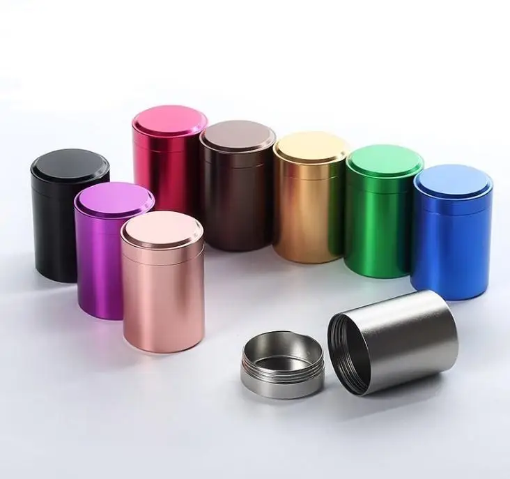 9 Colors Beautiful Aluminum Jar Tea Tin Box 45x65mm Small Cylinder Sealed Cans Coffee Tea Tin Container Storage Box Wholesale