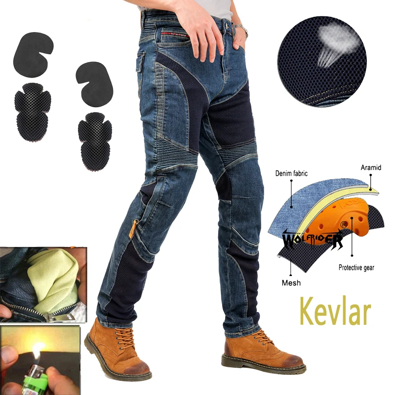 Motorcycle jeans Summer Mesh ventilation Jeans Four Seasons Breathable Small foot circumference 032