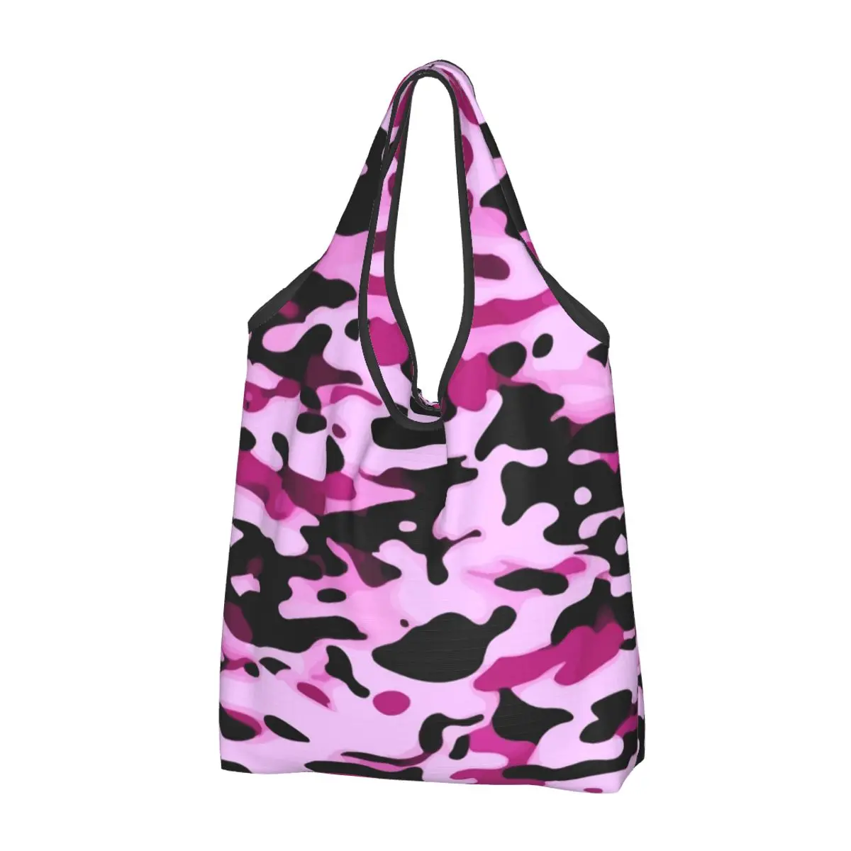 Herbruikbare Camouflage Roze Boodschappentassen Voor Boodschappen Opvouwbare Boodschappentassen Wasbare Grote Draagtassen