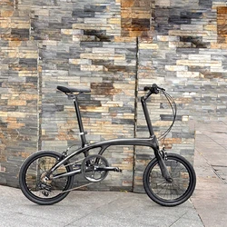 18 Inch Carbon Fiber Road Bike Small Wheel Diameter Flat Handle 7 Speed Internal Wiring 9kg Lightweight City Bike