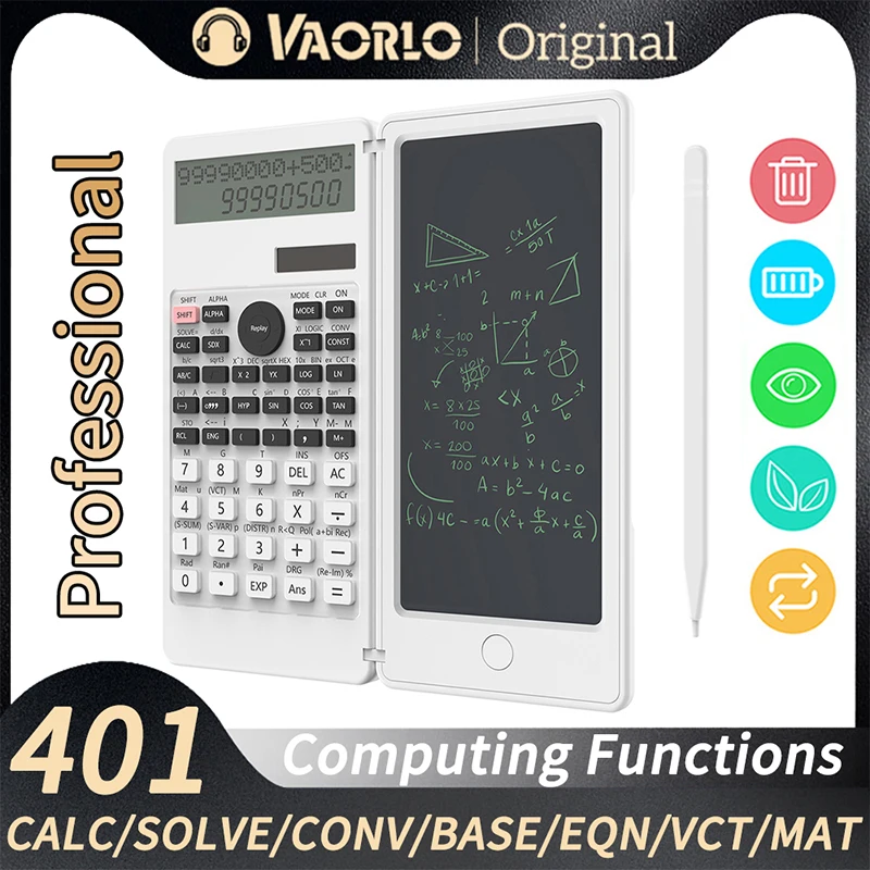 401 Functions Solar Scientific Calculator With 6 inch Writing Tablet PK 991MS 991ES Engineering Financial Professional Computing