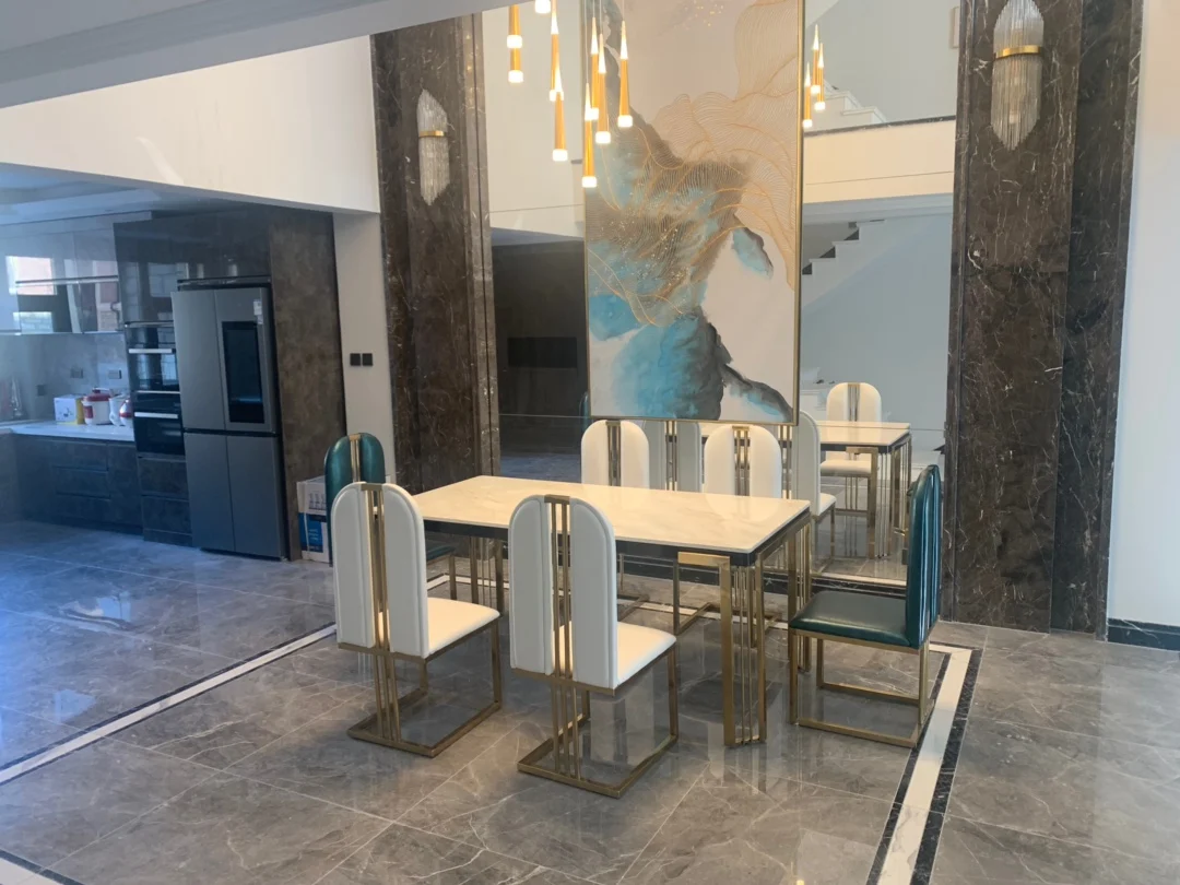 Rectangular household simple small apartment dining table and chair combination