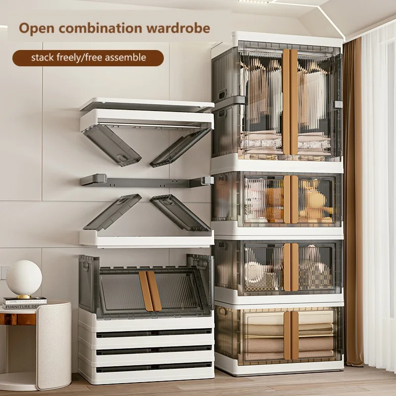 

Formwell Simplicity Wardrobe with Hanging Area, Compartment and Storage Boxes Combination, Transparent Front Door