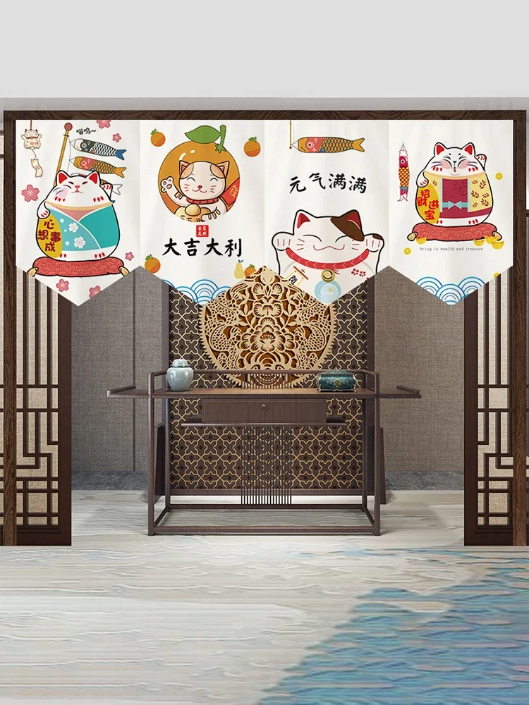 Triangle Door Curtain Japanese Style Kitchen Bedroom Hang Flag Vintage Fabric Decoration For Short Cloth Sushi Restaurant Shop