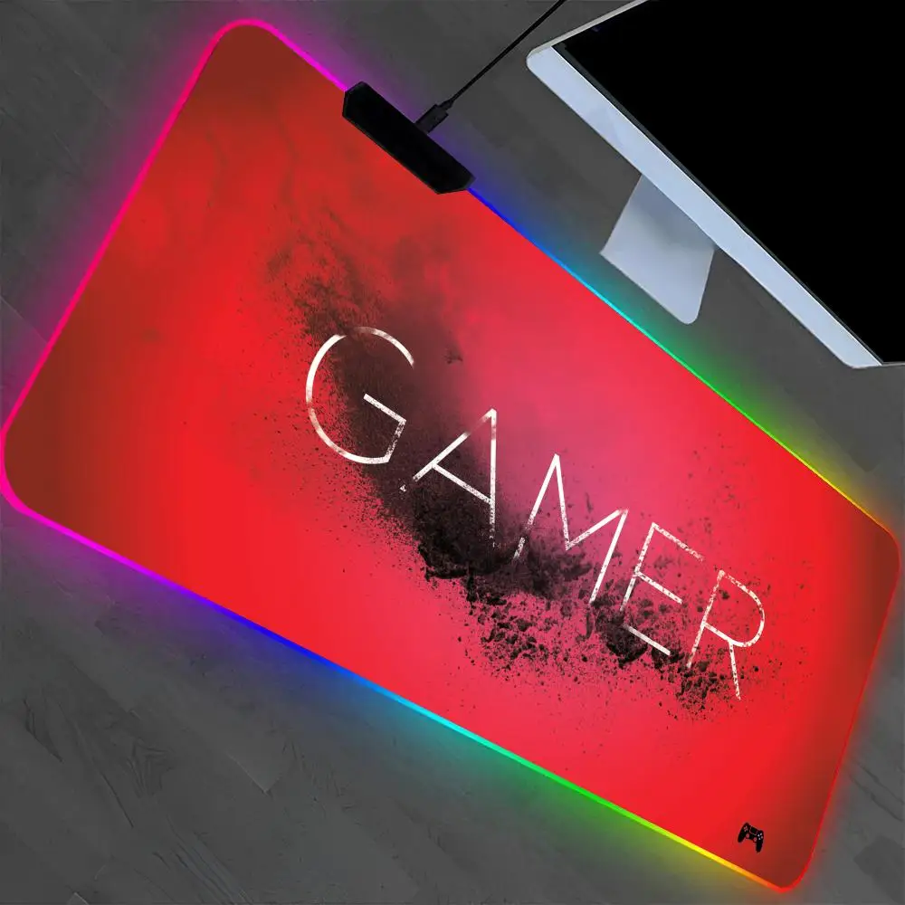 

Gamepad Pattern Mouse Pad Laptop Mat Gaming RGB Anime Mousepad Backlit Gamer Girl Cartoon Table Pads Deskpad