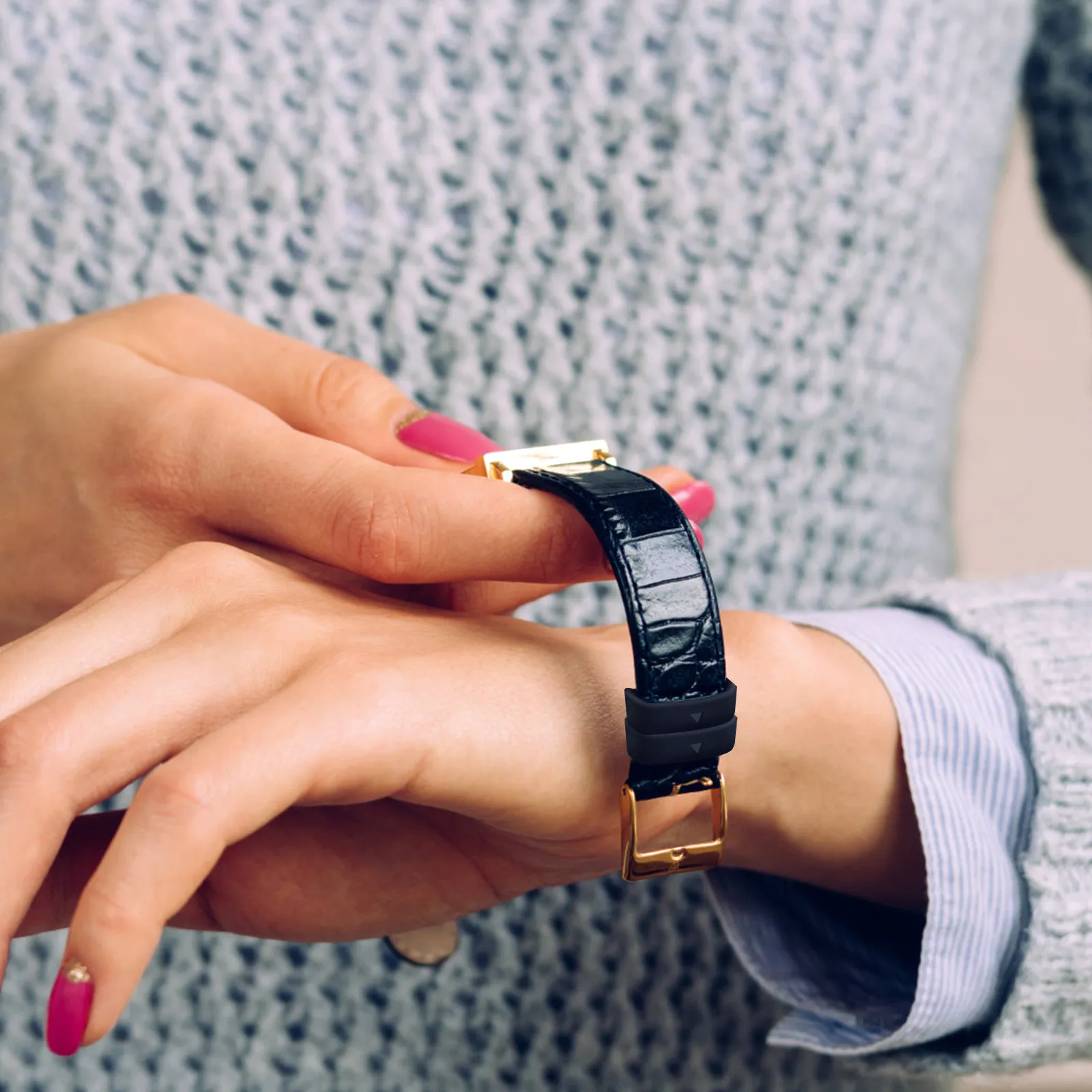 

5 шт. Премиальные гибкие силиконовые ремешки для часов с кольцевыми петлями, надежная фиксация, гладкая поверхность, легко надеваемая застежка, замена для часов 22 мм