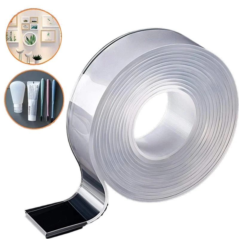 

Nano tape Loop Grip Universal 1/2/3/5m Tie NoTrace Washable Multifunctional Tapes Transparent Reusable Nanogel Nano Acrylic