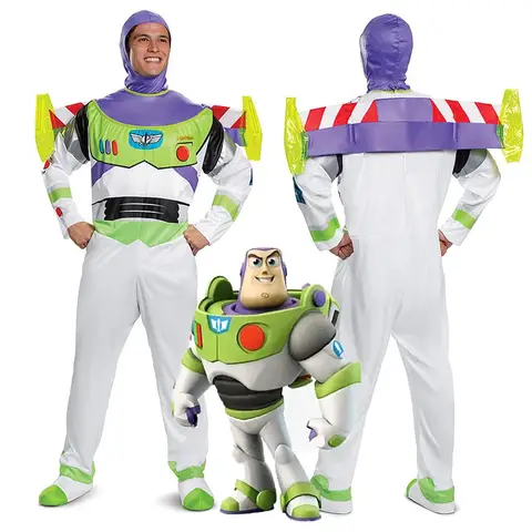 Disney anime toy story buzz lightyear cosplay traje bodysuit asa terno festa de halloween macacões trajes para homens