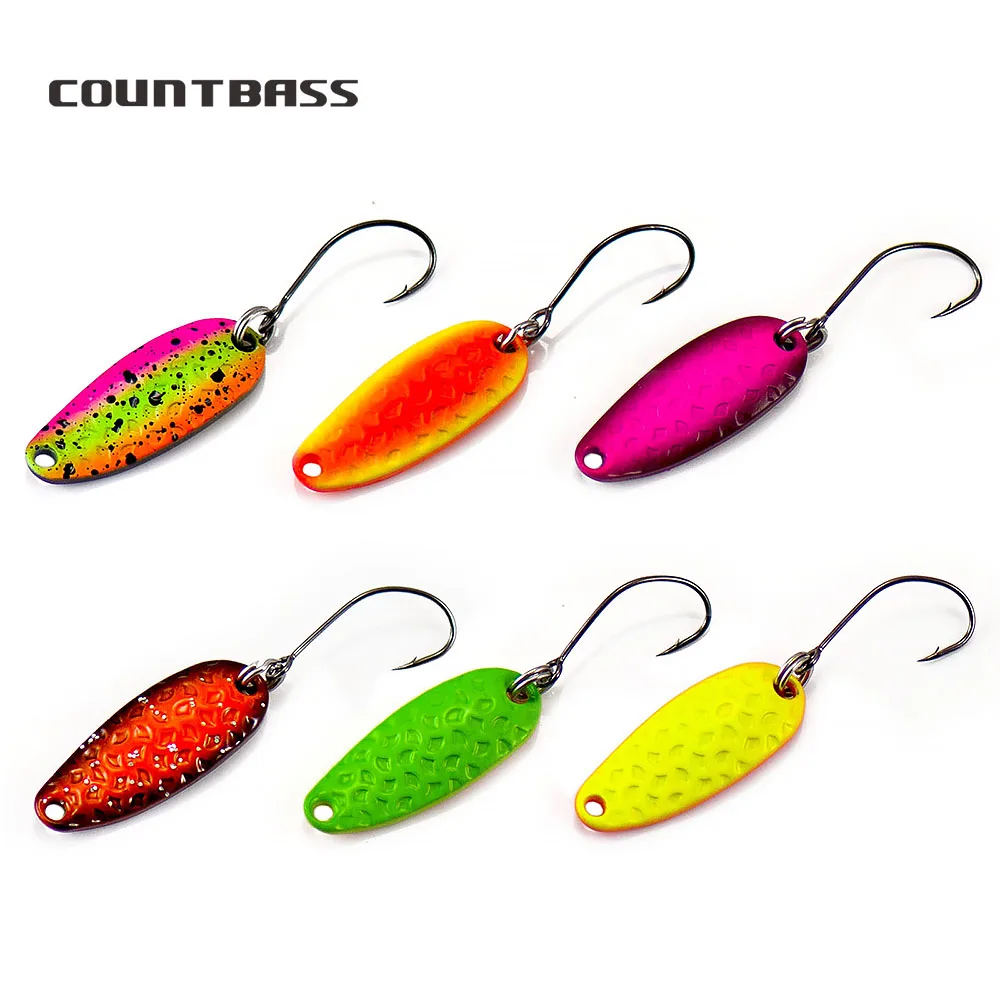 Countbass 6 PCS Brass Casting Spoon With Single Hook, Size 29x11.5mm, 3.5g  1/8oz Salmon Trout Pike Bass Fishing Lures