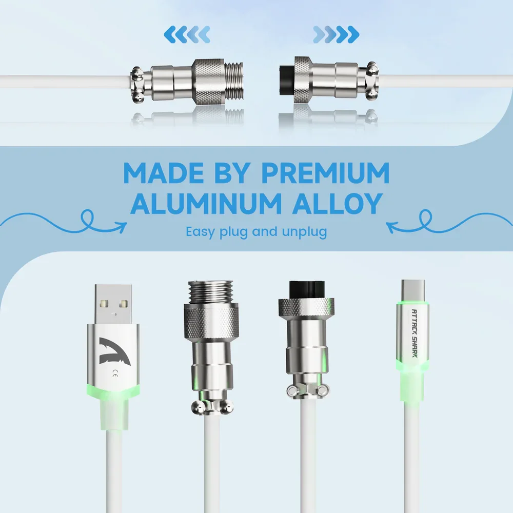 

ATTACK SHARK C01Ultra Custom Aviator Cable for 8KHz Magnetic Keyboard TPU RGB Light Up USB-C Gaming Keyboard Cable