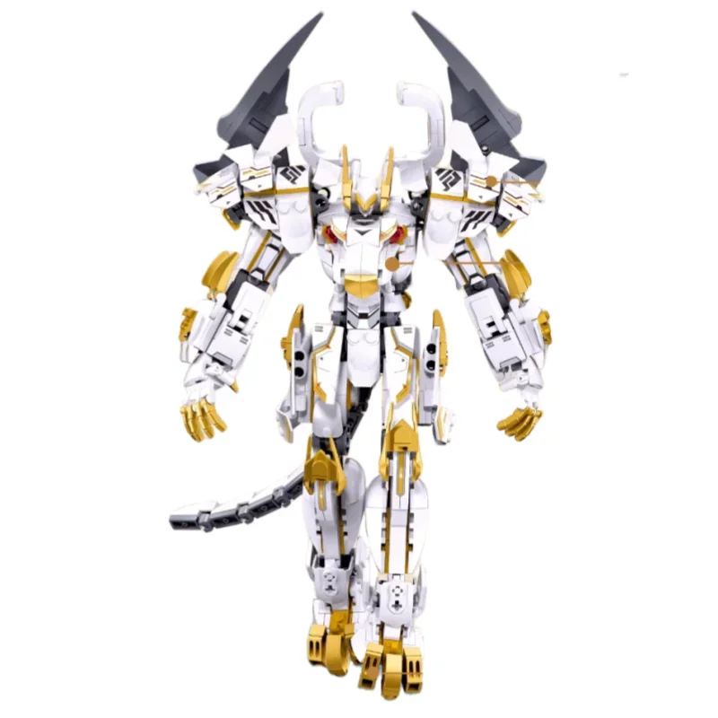 Tigre branco guerreiro brinquedo educativo para crianças, presente de aniversário Shanhaijing Mecha, modelo de montagem, bloco de construção ornamentos, novo