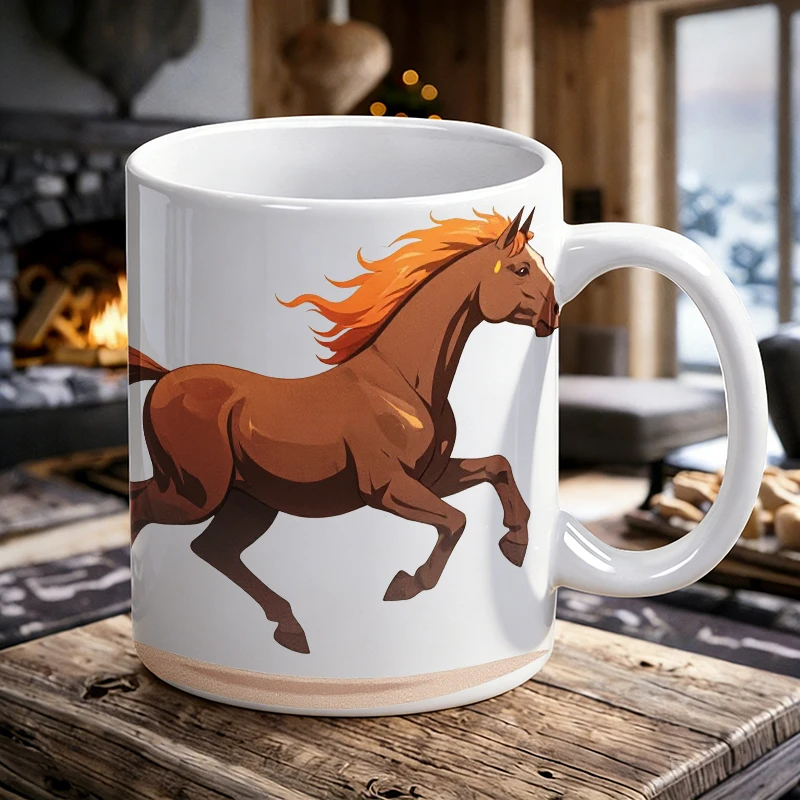 

Atmospheric inspirational galloping horse themed mug, coffee cup, milk cup, office tea cup, gift for friends, fade-resistant