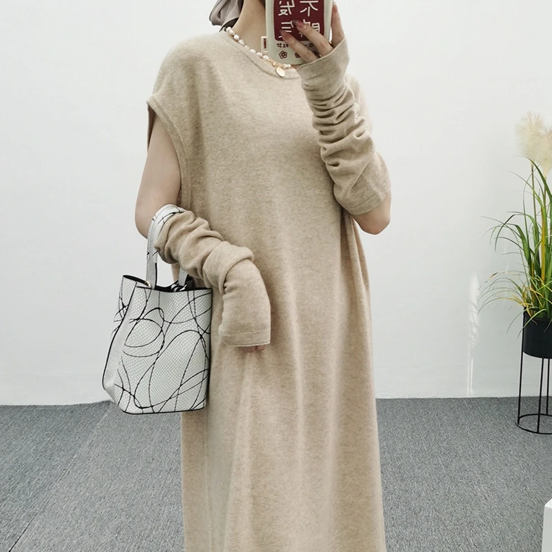 designer long sweater dress women 100 wool yellow fashion sweaters dresses luxury style woman elegant clothes knit aesthetic new