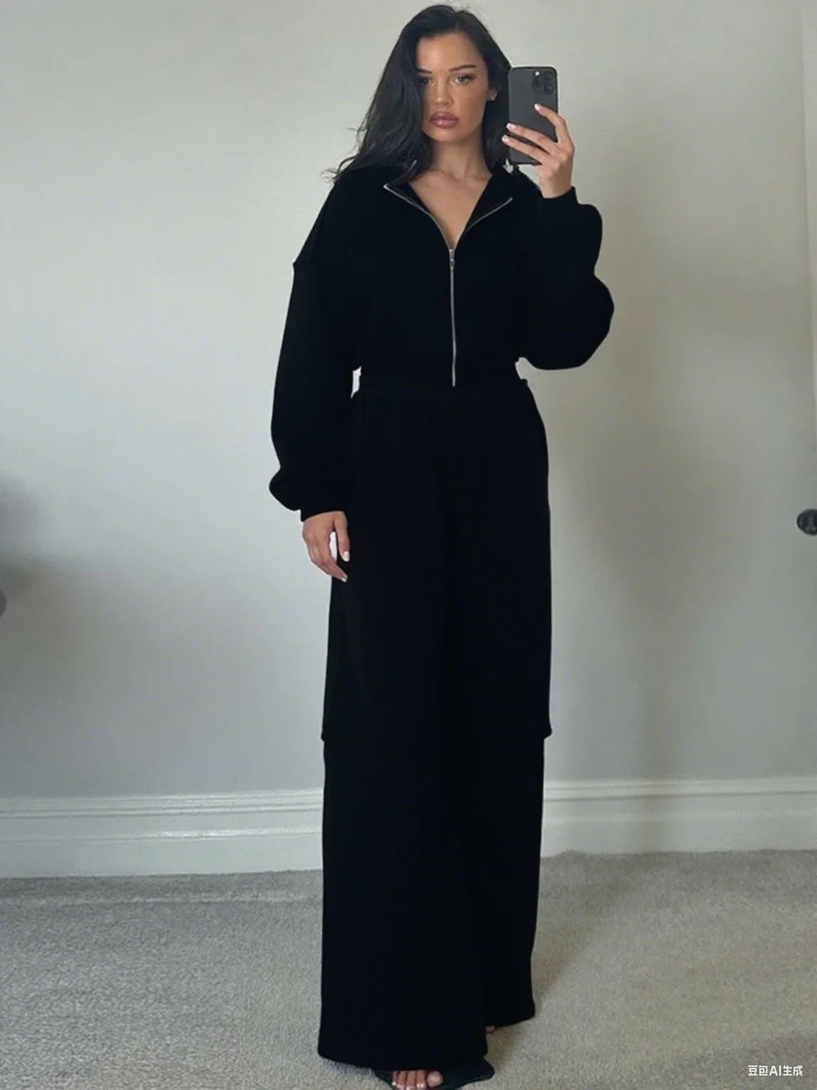 Estranho gato casual agasalho feminino 2 peça conjunto painéis listras desportivo simples hipster com capuz zip jaqueta + calças largas combinando ternos