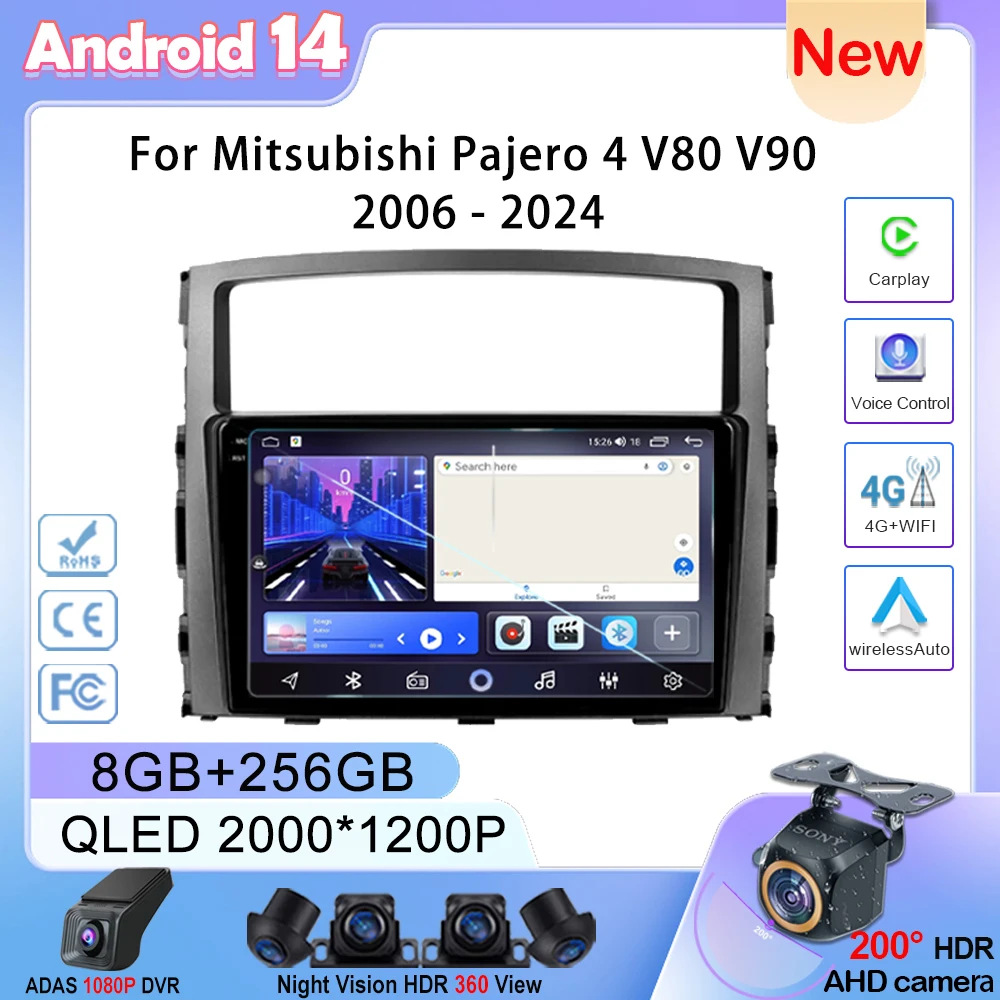 

Android 14 Carplay For Mitsubishi Pajero 4 V80 V90 2006 - 2024 Auto Radio Stereo GPS Navigation Multimedia Player No 2din DVD BT