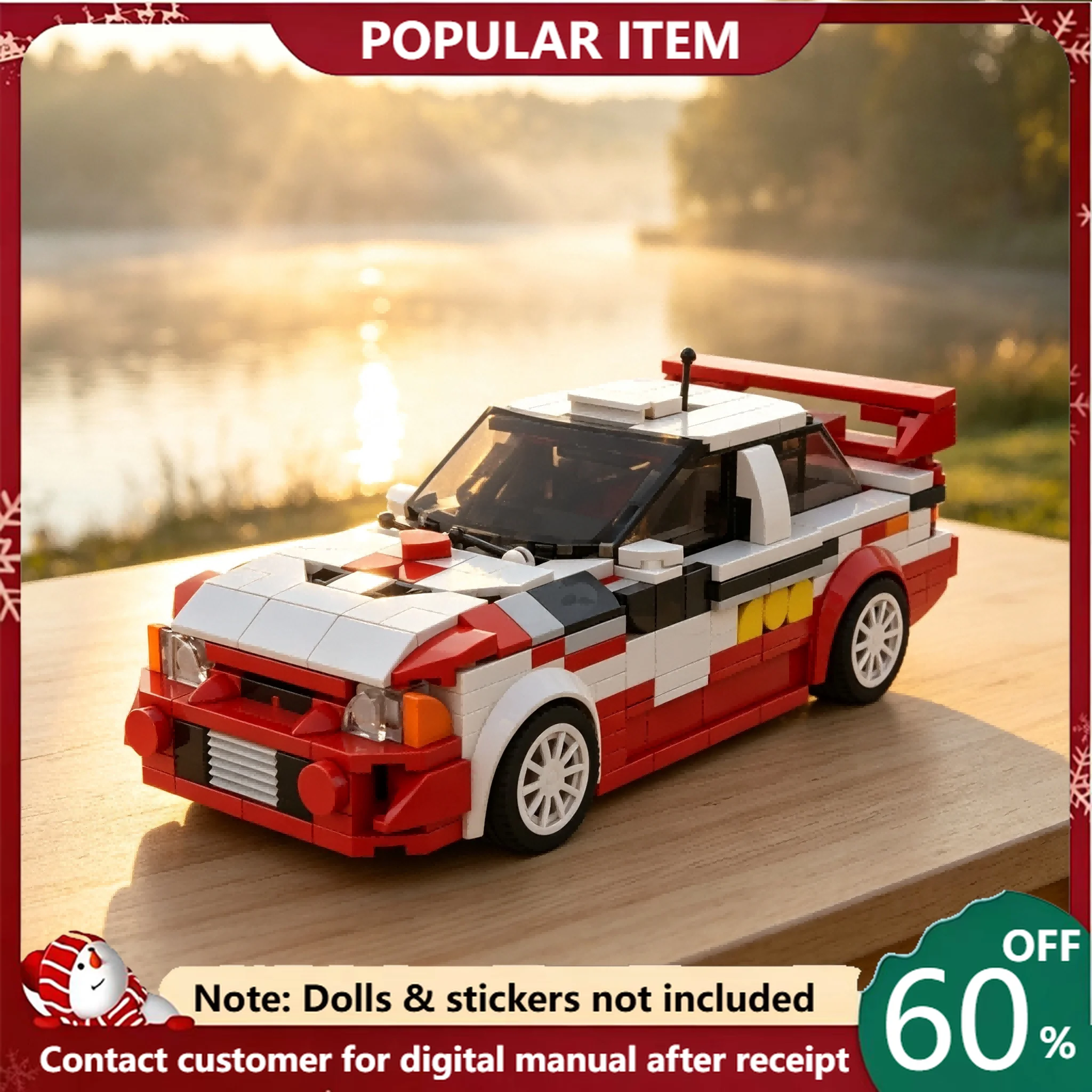 439PCS MOC Speed Classic Rally Racing Car Model Building Blocks Red White Race Vehicle DIY Assembly Bricks Hobby Display Toy