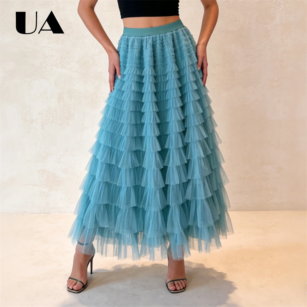 

ULBYANRY - Newest Long Pleaed Mesh Skirt for Women, Free Size, 8+ Solid Colors A Lone Umbralla Skirt for Many Occasions