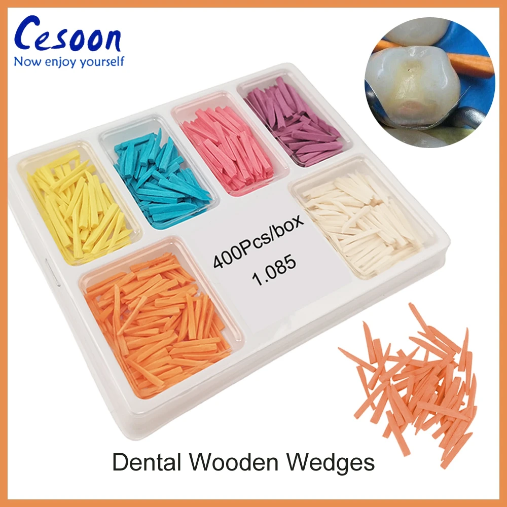 400Pcs/Box Dental Wooden Wedges Disposable Tooth Gap Restoration Interdental Composite Contoured Wood Wooden Wedges Dentist Tool