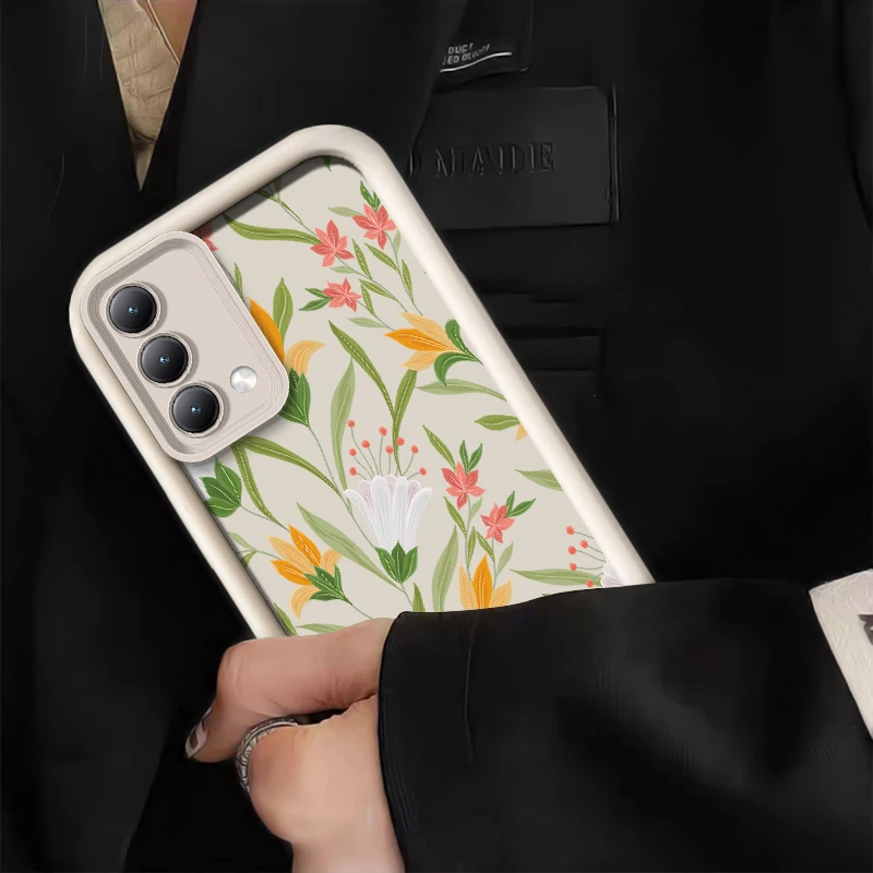 حافظة هاتف من السيليكون غير اللامع لهاتف انفينيكس تكنو سبارك 20C 10 Pro 6 Go 2024 2023 2022 Pova 7 Camon 40 Pro 30 20 غطاء أوراق الزهور