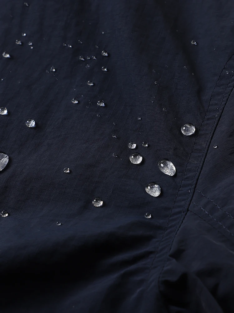 

Men's Outdoor Functional Nylon Waterproof Fabric Jaet Loose Wide Version Collar Stand up Coat Spring Season Long Sve